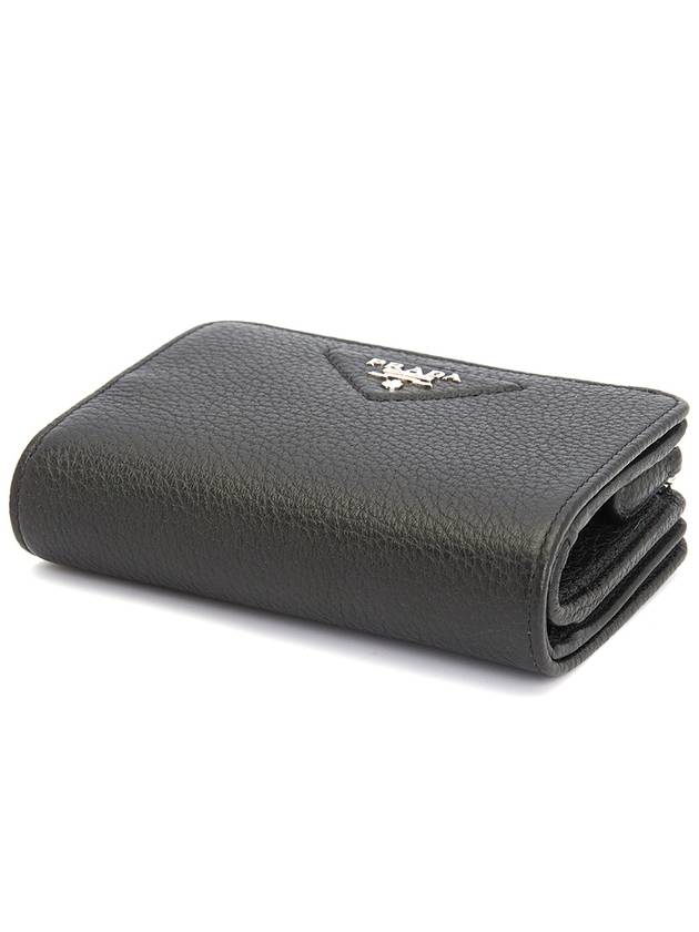 Saffiano Triangular Logo Wallet Black - PRADA - BALAAN 4