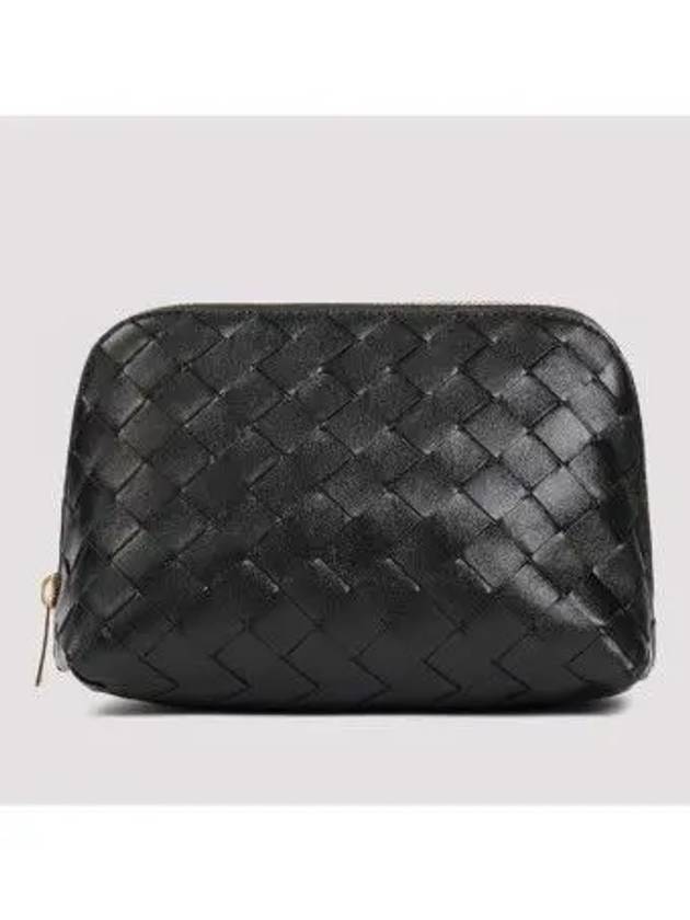 Intrecciato Calfskin Pouch Black - BOTTEGA VENETA - BALAAN 2