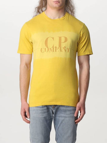 Vintage Washing Logo Cotton Short Sleeve T-Shirt Yellow - CP COMPANY - BALAAN 1