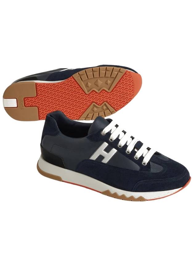 Men's Trail Sneakers Calfskin Multicolor White Orange - HERMES - BALAAN 10