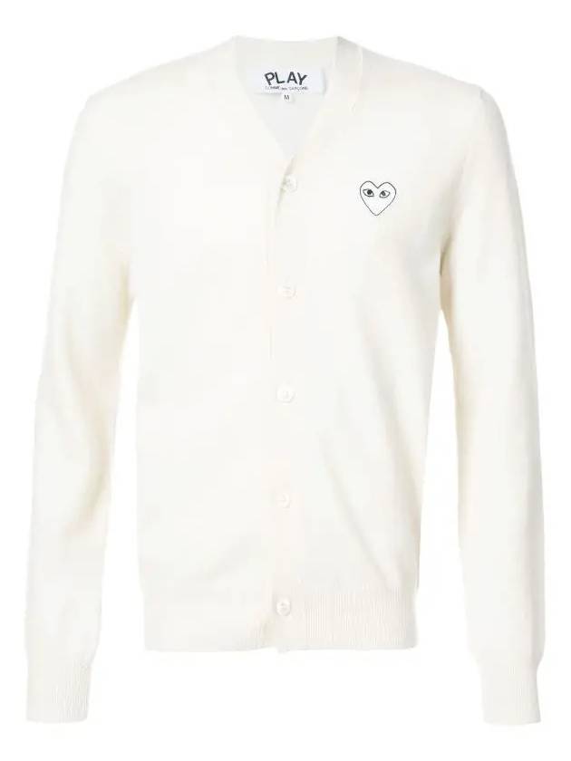 Comme des Garçons White Wappen VNeck Cardigan Cream Men's Cardigan AZ N066 051 3 - GOLDEN GOOSE - BALAAN 1