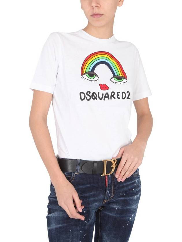 Women's Rainbow Lenny Short Sleeve T-Shirt White - DSQUARED2 - BALAAN 4