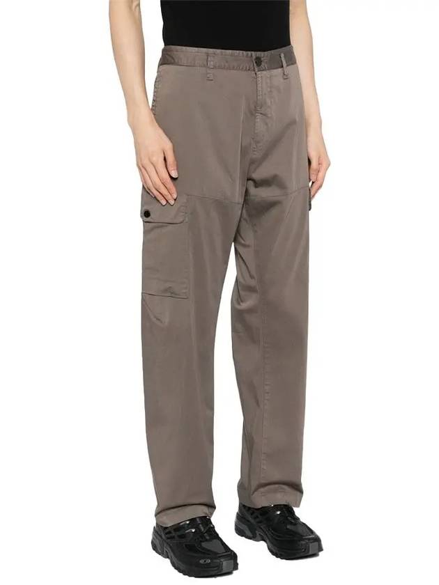 33908 Organic Cotton Satin Stretch Cargo Straight Pants Brown - STONE ISLAND - BALAAN 3