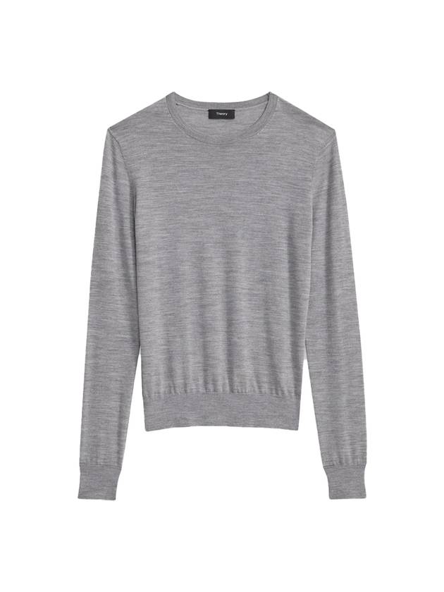 Regal Wool Crew Neck Knit Top Grey - THEORY - BALAAN 1