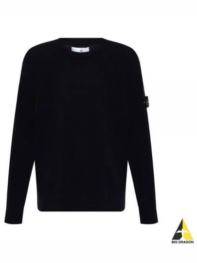 Compass Badge Crewneck Virgin Wool Knit Top Navy - STONE ISLAND - BALAAN 2