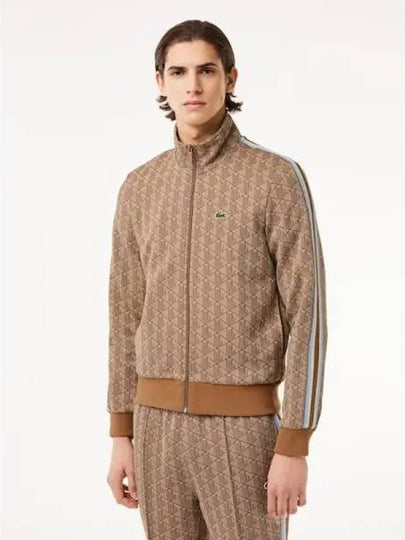 Monogram Pattern Zip-Up Jacket Beige Brown - LACOSTE - BALAAN 2