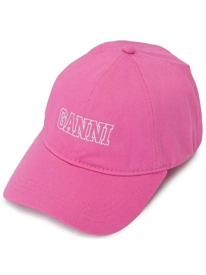 Software Heavy Embroidered Logo Cotton Ball Cap Pink - GANNI - BALAAN 2