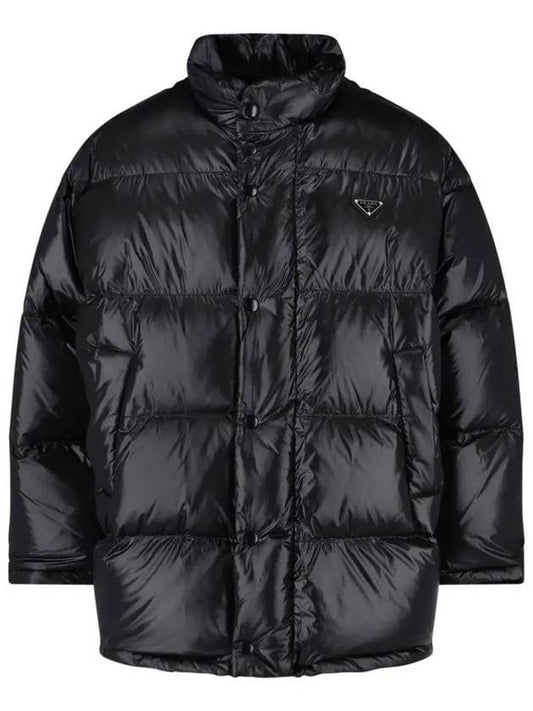 men's triangle logo nylon padded jacket black - PRADA - BALAAN 1