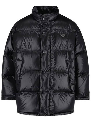 Triangle Logo Nylon Padded Jacket Black - PRADA - BALAAN 1