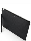 Embossed Leather Grain De Poudre Zipper Tablet Clutch Bag Black - SAINT LAURENT - BALAAN.