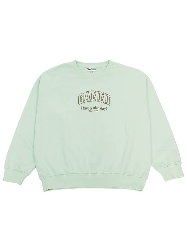 Logo Crew Neck Sweatshirt Aqua Form - GANNI - BALAAN 2