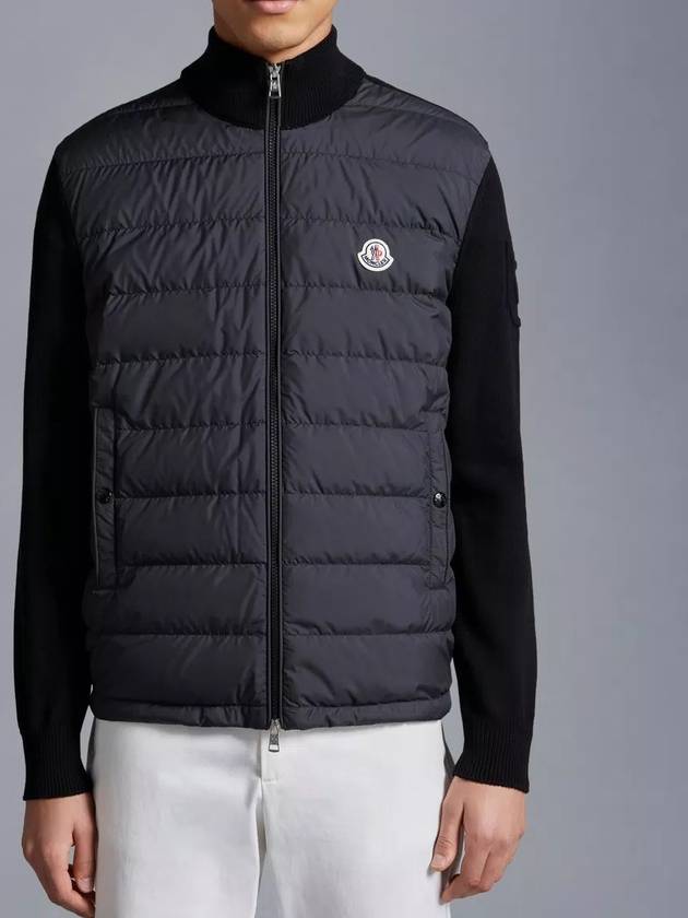 Padded Cotton Zip-Up Cardigan Black - MONCLER - BALAAN 4