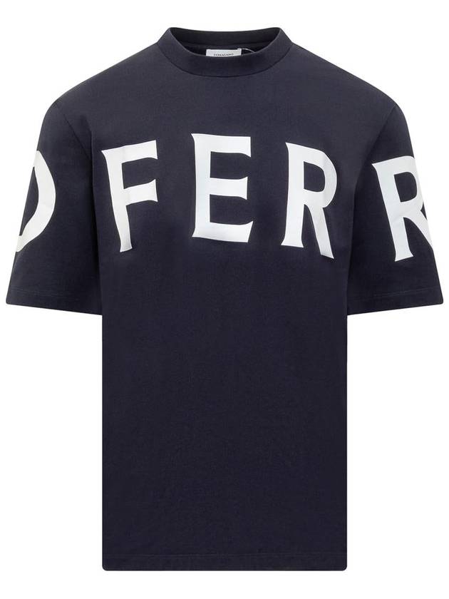 Big Logo Cotton Short Sleeve T-Shirt Navy - SALVATORE FERRAGAMO - BALAAN 2