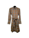 Check Belted Shirt Midi Dress Brown - BURBERRY - BALAAN 2