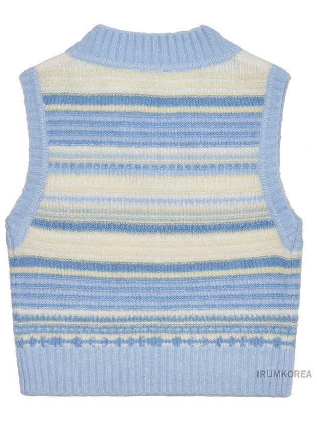 Striped Soft Wool Gilet Vest Light Blue - GANNI - BALAAN 3