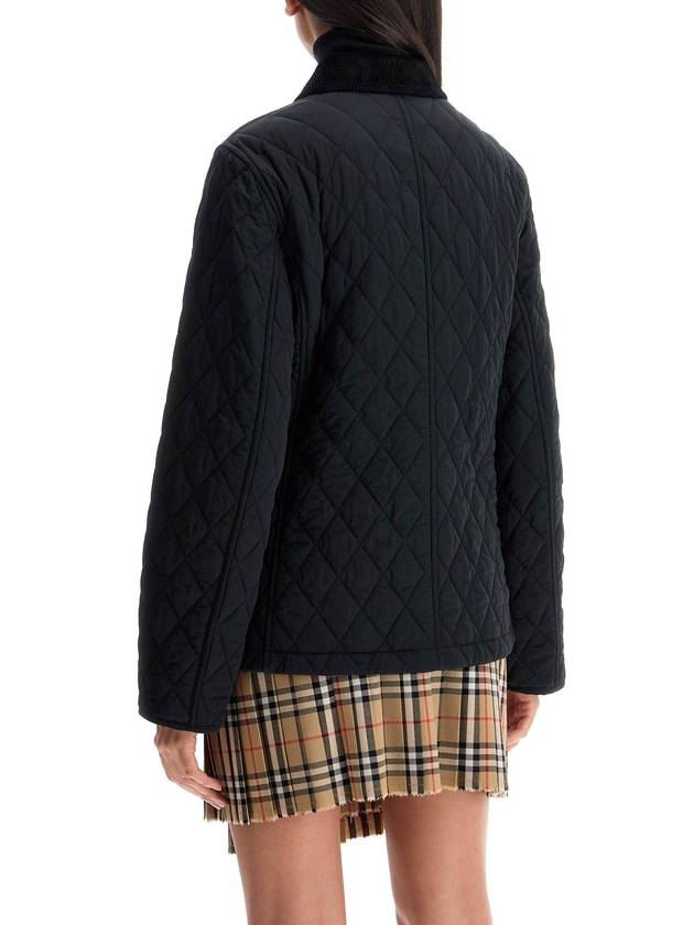 Corduroy Collar Quilted Jacket Black - BURBERRY - BALAAN 4