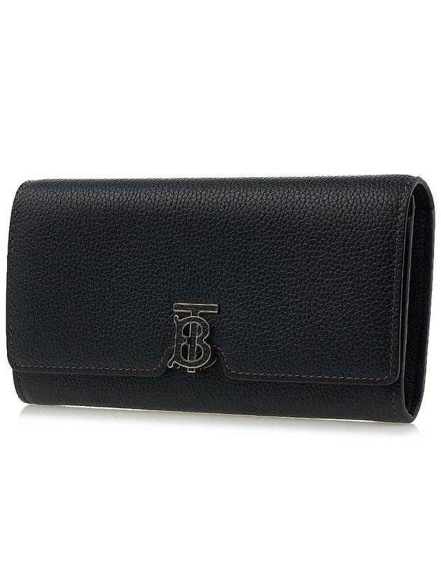 TB Logo Grainy Leather Continental Long Wallet Black - BURBERRY - BALAAN 3