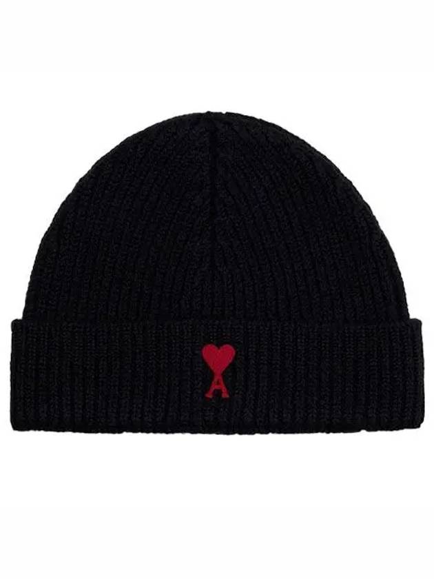 Heart Logo Wool Beanie Black - AMI - BALAAN 2