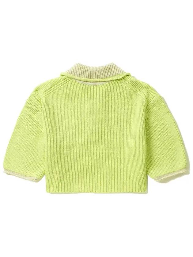 Le Maille Arco Contrasted Cropped Knit Polo Shirt Light Green - JACQUEMUS - BALAAN 4