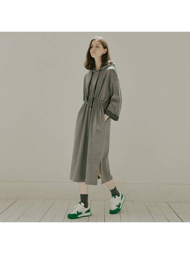 Waistband Hood Long Dress Grey - AVANT-G - BALAAN 1