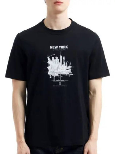 New York Print Short Sleeve T-Shirt Black - BRUNELLO CUCINELLI - BALAAN 2