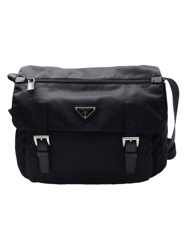 Triangle Logo Cross Bag Black - PRADA - BALAAN.