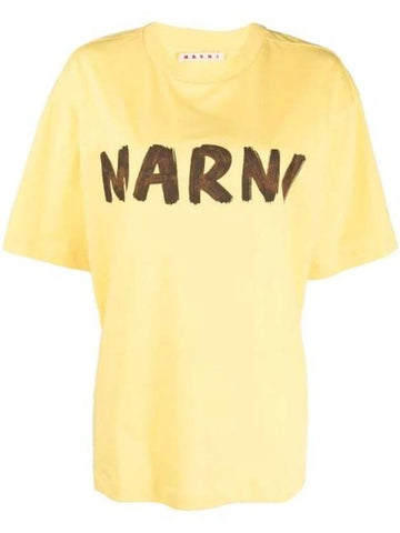 Logo Lettering Boxy Fit Short Sleeve T-Shirt Yellow - MARNI - BALAAN 1