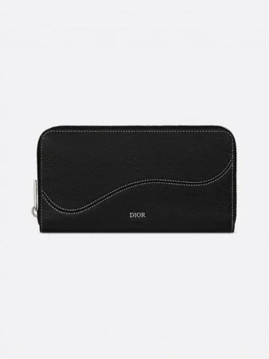 Saddle Zipper Leather Long Wallet Black - DIOR - BALAAN 2