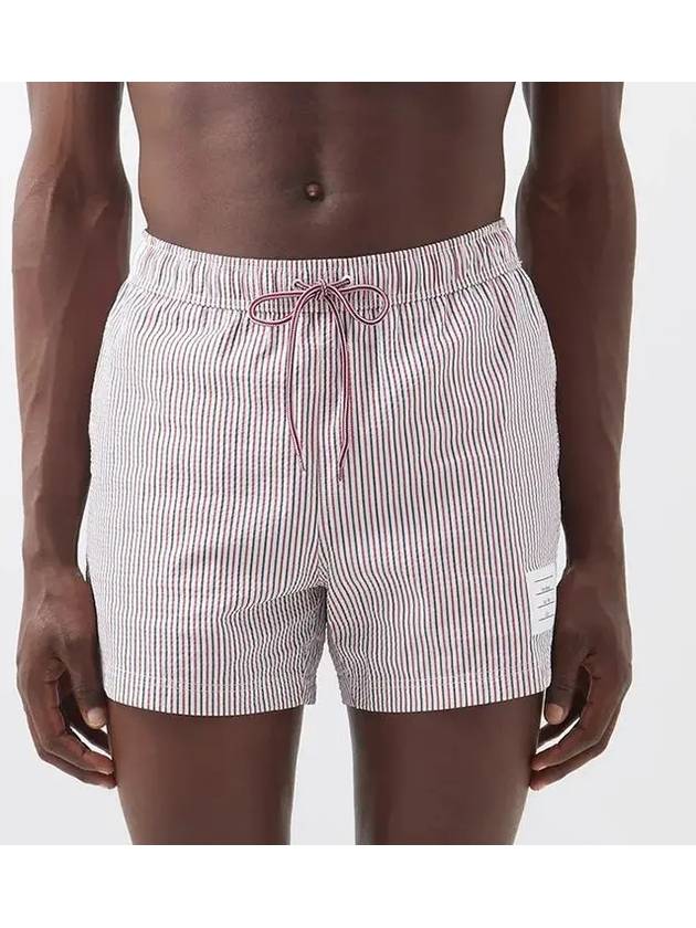 Tricolor Red Striped Seersucker Swim Pants Swimsuit - THOM BROWNE - BALAAN 1