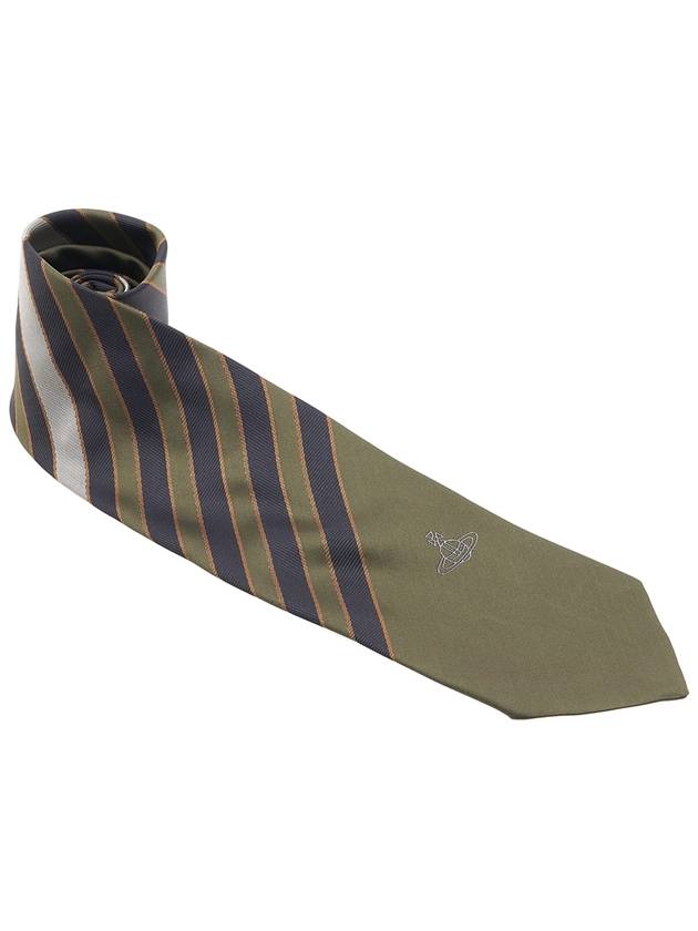 Striped Jacquard Silk Tie Olive - VIVIENNE WESTWOOD - BALAAN 3