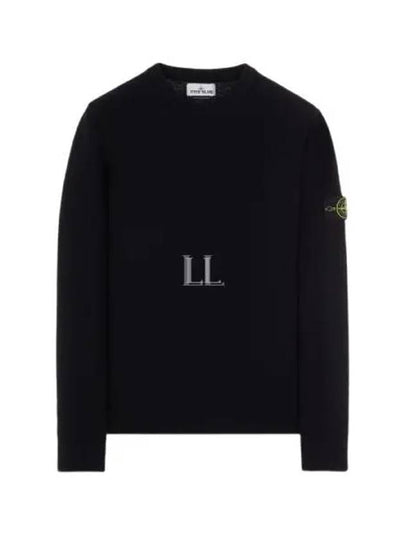 Men's Wappen Patch Crew Neck Wool Knit Top Black - STONE ISLAND - BALAAN 2