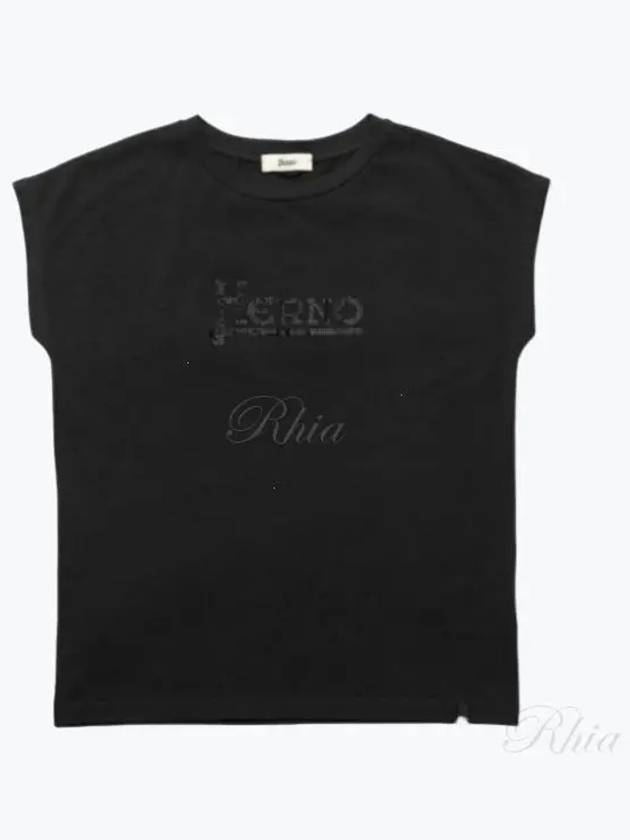 Rhinestone Logo Short Sleeve T-Shirt Black - HERNO - BALAAN 2