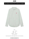 Heart Embroidered Logo Striped Long Sleeve Shirt Green - AMI - BALAAN 3