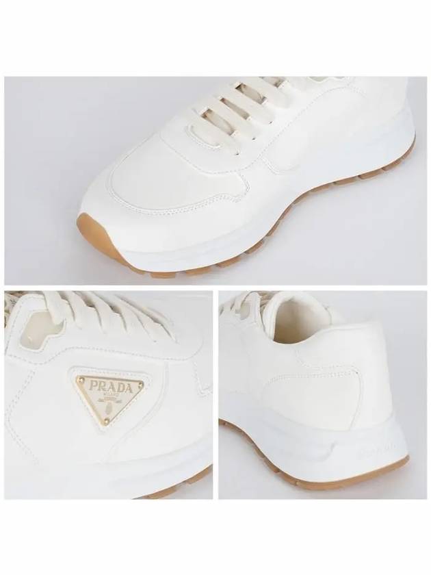 Triangle Logo Nappa Leather Low Top Sneakers Black Ivory - PRADA - BALAAN 6