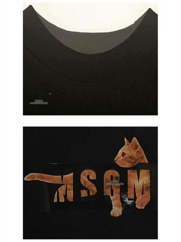 Cat Logo Crew Neck Sweatshirt Black - MSGM - BALAAN 6