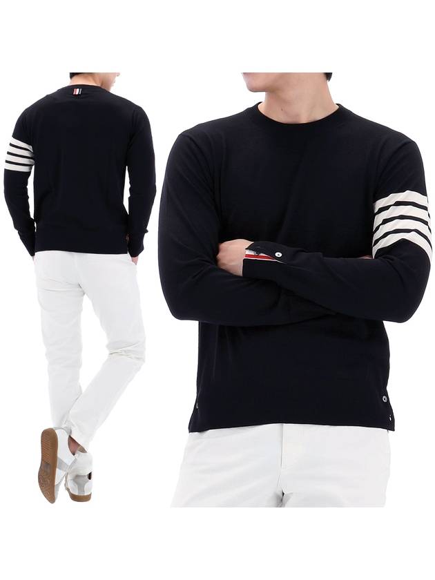 4 Bar Armband Classic Merino Wool Knit Top Navy - THOM BROWNE - BALAAN 2