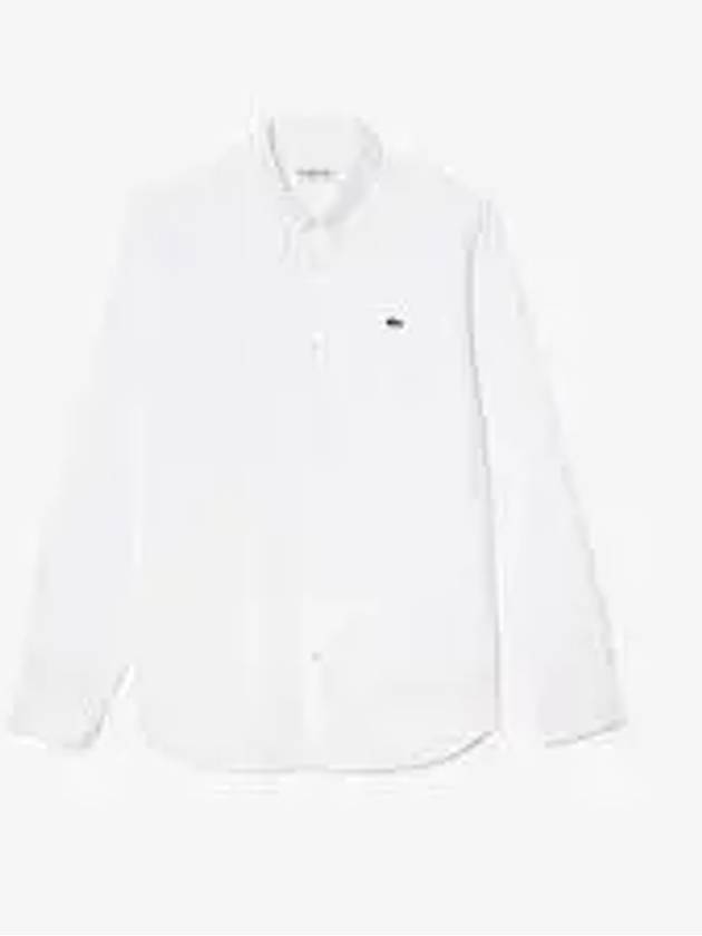 Slim Fit Premium Cotton Long Sleeve Shirt White - LACOSTE - BALAAN 2