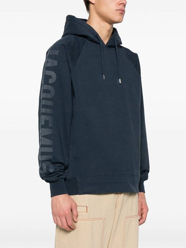 Le Typo Classic Fit Cotton Hoodie Navy - JACQUEMUS - BALAAN 4