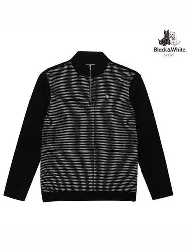 Jagard Windproof Lined Half Zip Up Sweater 2303GXKWBLACK - BLACK&WHITE - BALAAN 1