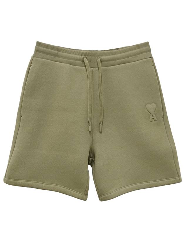 Embossed Logo Jersey Shorts Beige - AMI - BALAAN 3