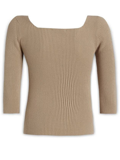 FF Cotton Rib Knit Top Beige - FENDI - BALAAN 2