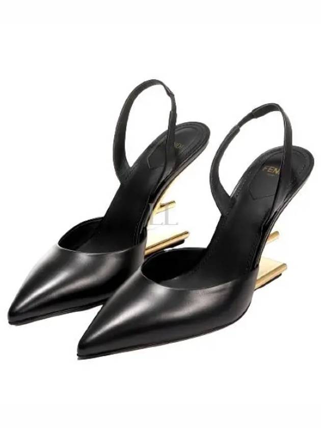 Women's First F Shape Metal Slingback Heels Black - FENDI - BALAAN 2