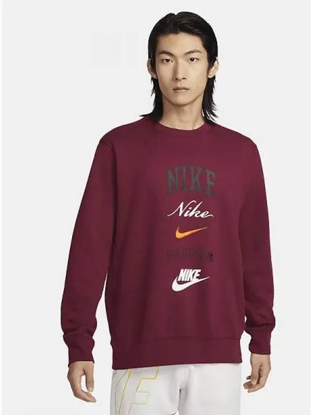 Club Fleece Crew Neck Sweatshirt Red - NIKE - BALAAN 2