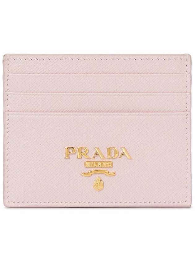 Saffiano Gold Logo Card Wallet Pink - PRADA - BALAAN.