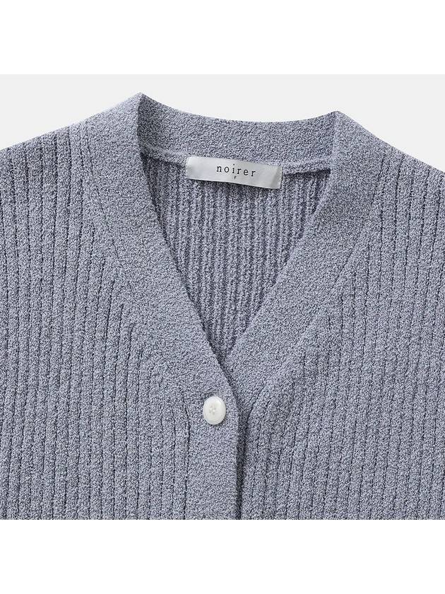 Boucle Ribbed Crop Cardigan Sky Blue - NOIRER FOR WOMEN - BALAAN 5