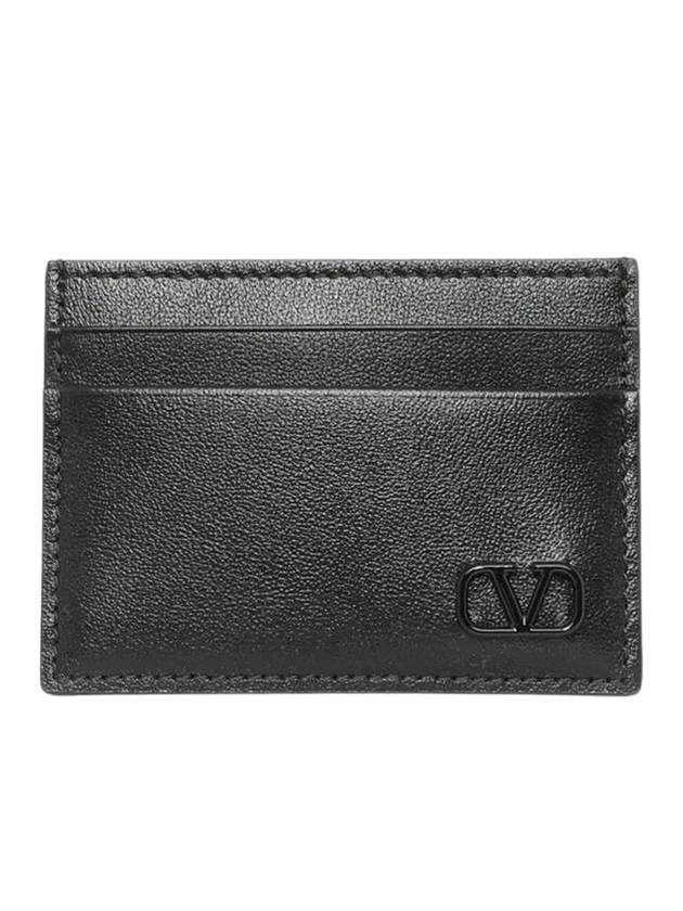 V Logo Signature Card Wallet Black - VALENTINO - BALAAN 1