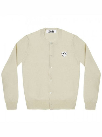 White Wappen Wool Round Neck Cardigan Ivory - COMME DES GARCONS PLAY - BALAAN 1