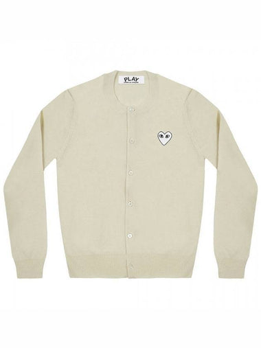 White Wappen Wool Round Neck Cardigan Ivory - COMME DES GARCONS PLAY - BALAAN 1