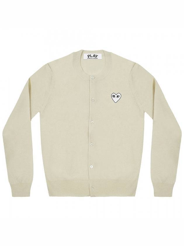 White Wappen Wool Round Neck Cardigan Ivory - COMME DES GARCONS PLAY - BALAAN 1