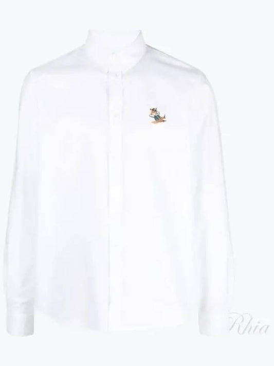 Dressed Fox Patch Relaxed Long Sleeve Shirt White - MAISON KITSUNE - BALAAN 2